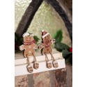 Clayre & Eef Decorazione di Natalizie Uomo di pan di zenzero 7x2x13/ 6x2x12 cm Marrone Plastica