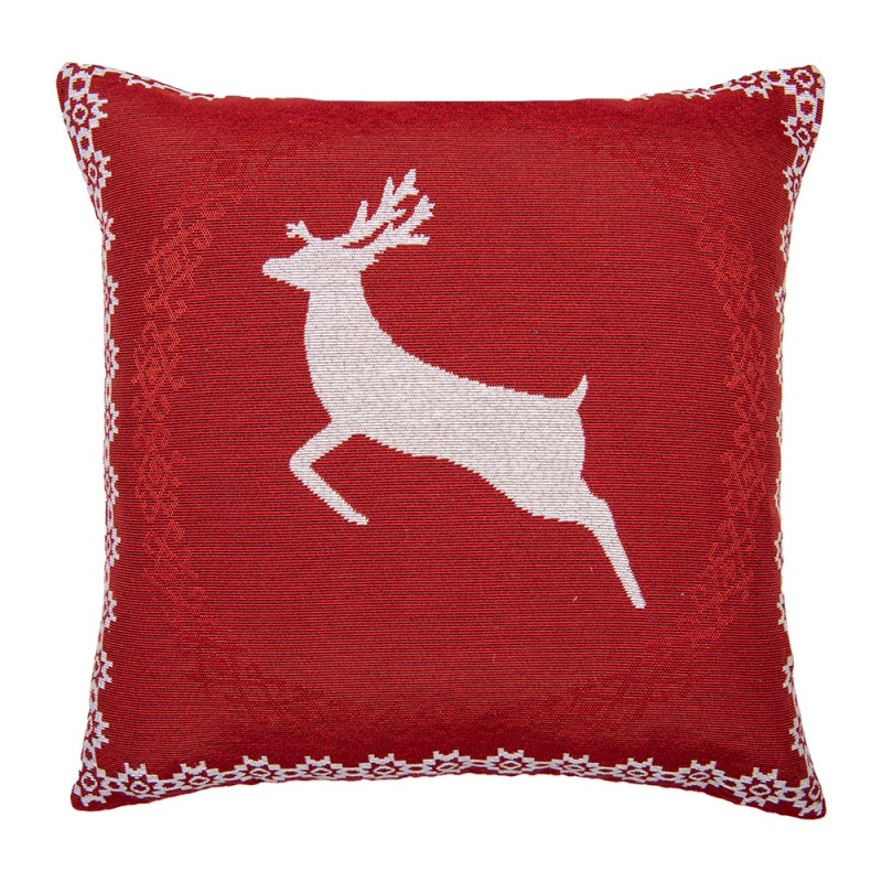 Clayre & Eef Federa per cuscino 44x44 cm Rosso Poliestere Cotone Quadrato Cervo