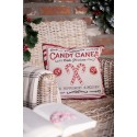 Clayre & Eef Cushion Cover 44x44 cm Beige Red Polyester Cotton Square Candy Cane Christmas