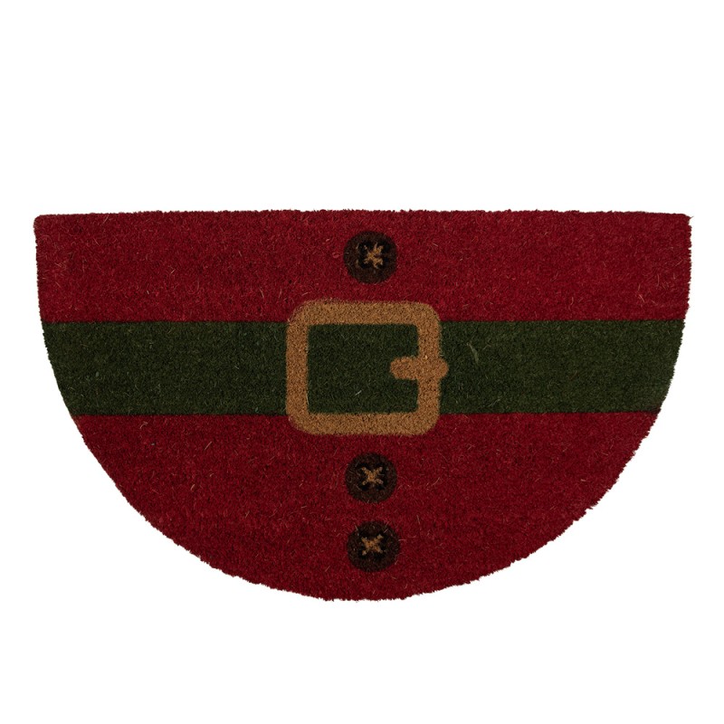 Clayre & Eef Deurmat 75x45 cm Rood Kokosvezel PVC Kerstman