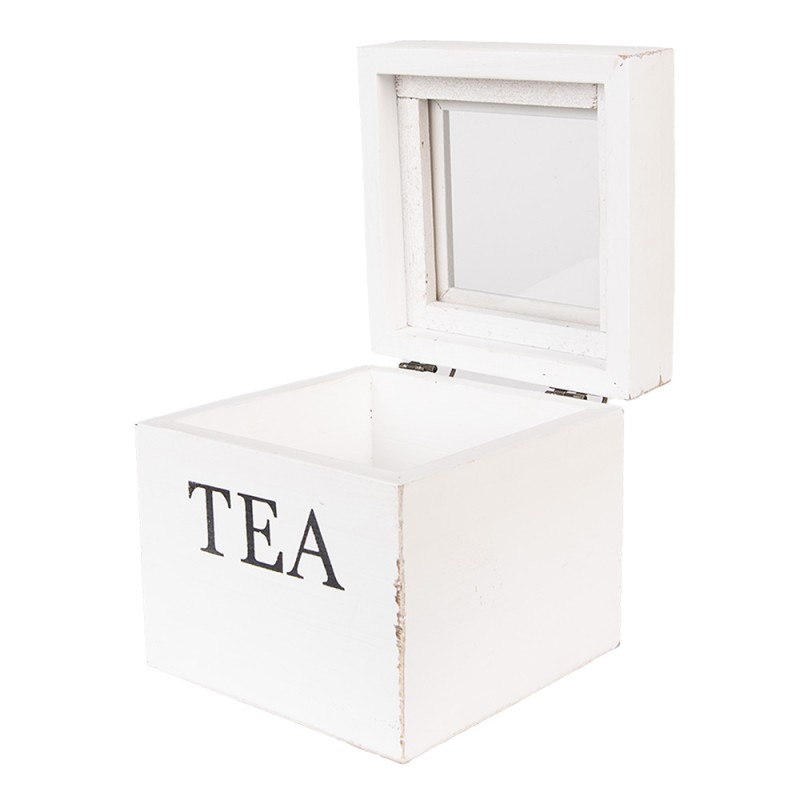 Clayre & Eef Theedoos 12x12x12 cm Wit Hout