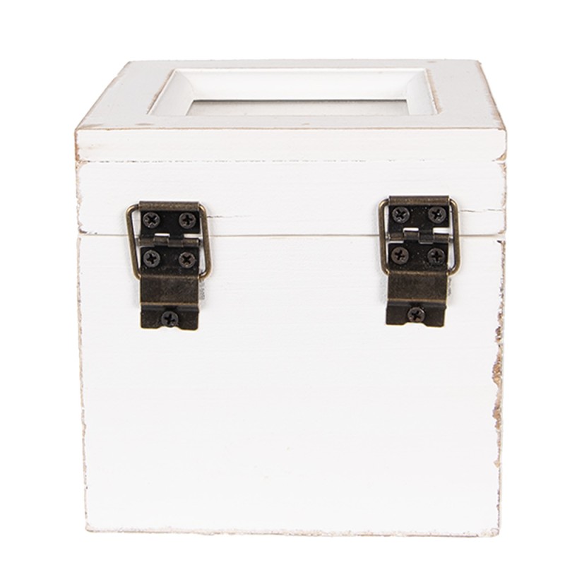 Clayre & Eef Theedoos 12x12x12 cm Wit Hout