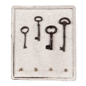 Clayre & Eef Key Rack 22x5x25 cm Beige Wood Metal