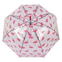 Clayre & Eef Erwachsenen-Regenschirm Ø 90 cm Transparant Kunststoff Flamingo