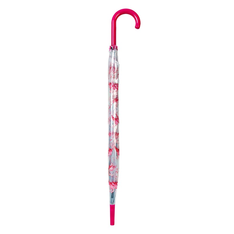 Clayre & Eef Erwachsenen-Regenschirm Ø 90 cm Transparant Kunststoff Flamingo