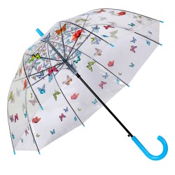 Clayre & Eef Parapluie pour adultes Ø 90 cm Transparent Plastique Papillons