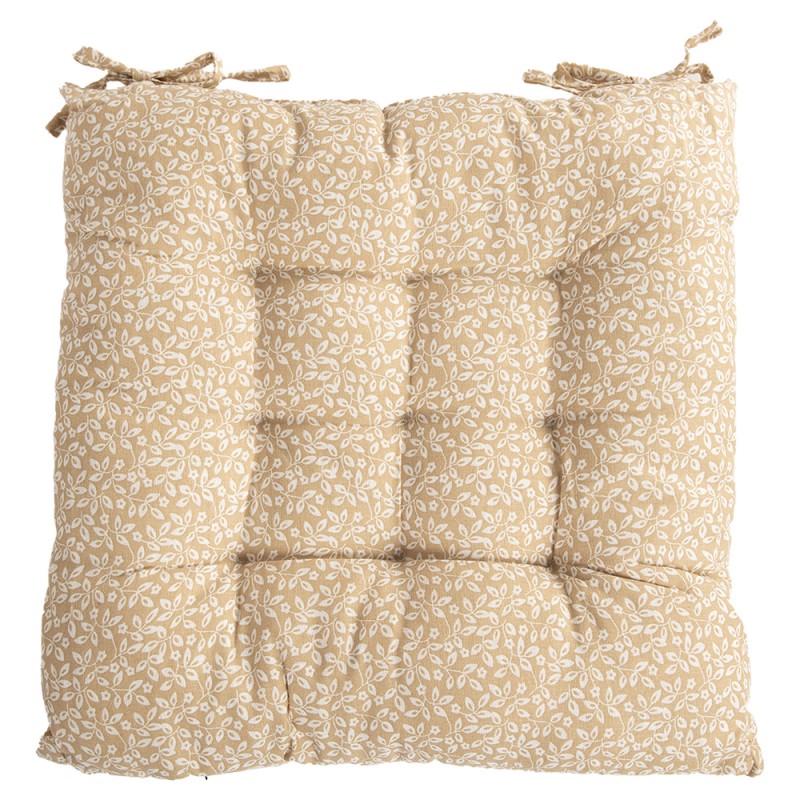 Clayre & Eef Stuhlkissen Schaumstoff 40x40x4 cm Beige Baumwolle