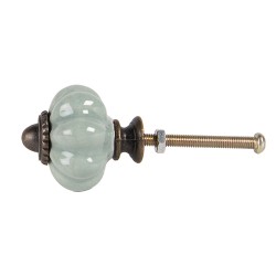 Clayre & Eef Poignée de porte Ø 3 cm Vert Marron Céramique