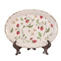 Clayre & Eef Charger Plate  25x18x3 cm Beige Ceramic Oval Strawberries