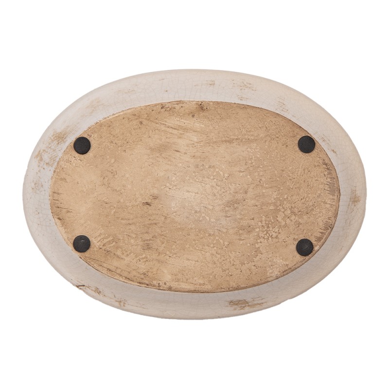 Clayre & Eef Sottopiatto  25x18x3 cm Beige Ceramica Fiori