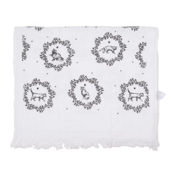 Clayre & Eef Serviette invité 40x66 cm Blanc Coton Chat