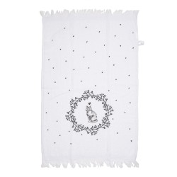 Clayre & Eef Serviette invité 40x66 cm Blanc Coton Chat
