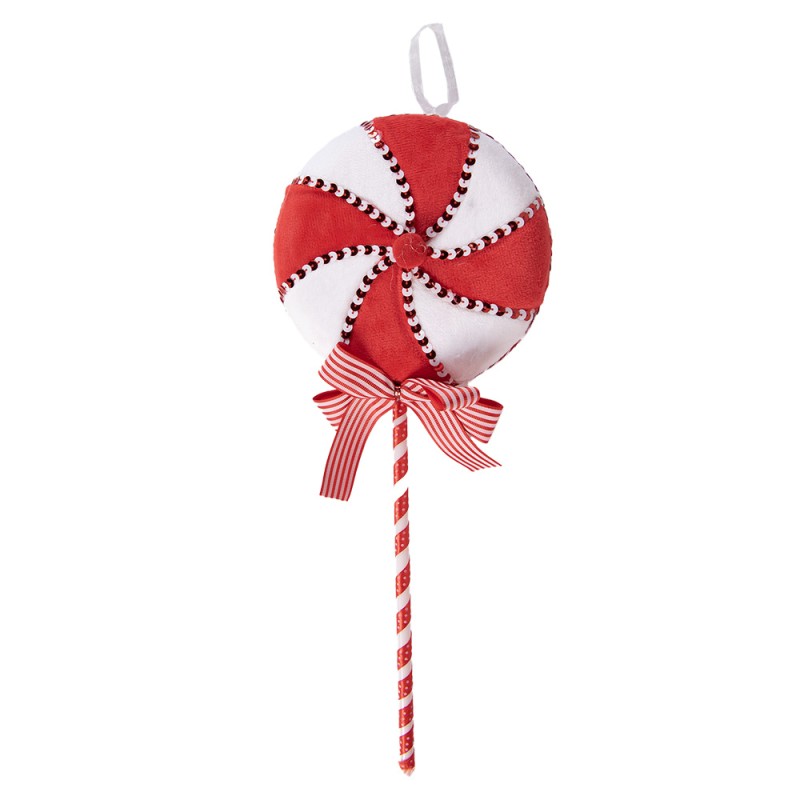 Clayre & Eef Weihnachtsanhänger Lutscher 41 cm Rot Weiß Kunststoff