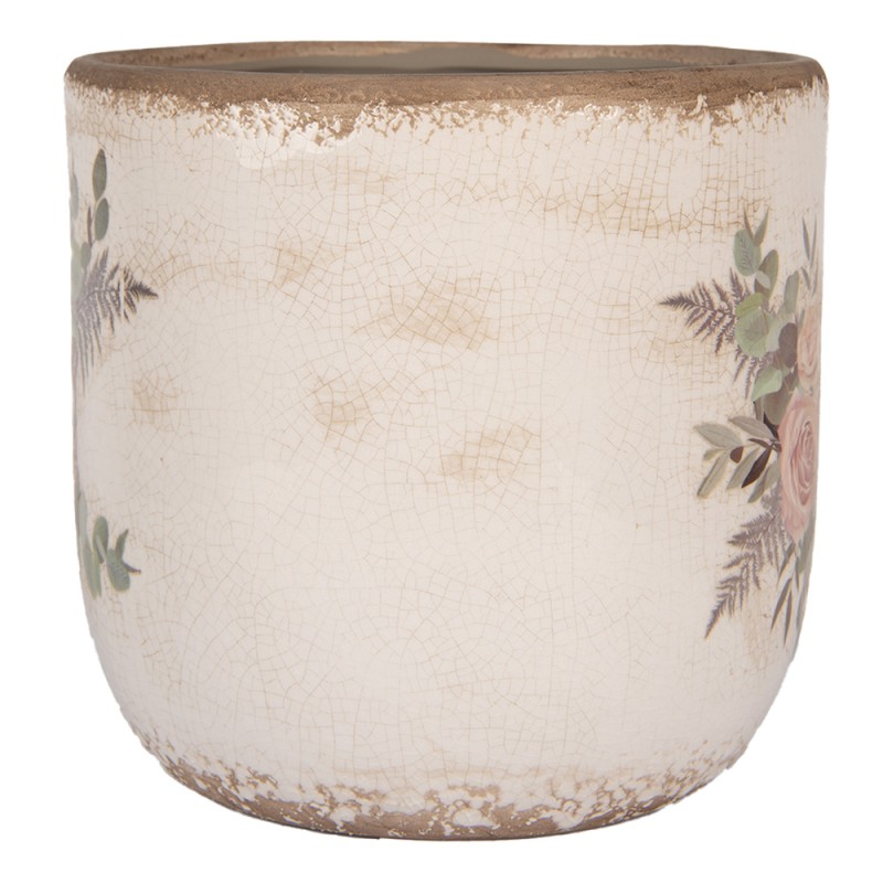Clayre & Eef Blumentopf Ø 20x19 cm Beige Keramik Blumen