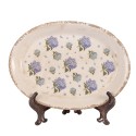 Clayre & Eef Sous-assiette  25x18x2 cm Beige Bleu Céramique Fleurs