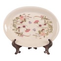 Clayre & Eef Unterteller  25x18x2 cm Beige Rosa Keramik Blumen