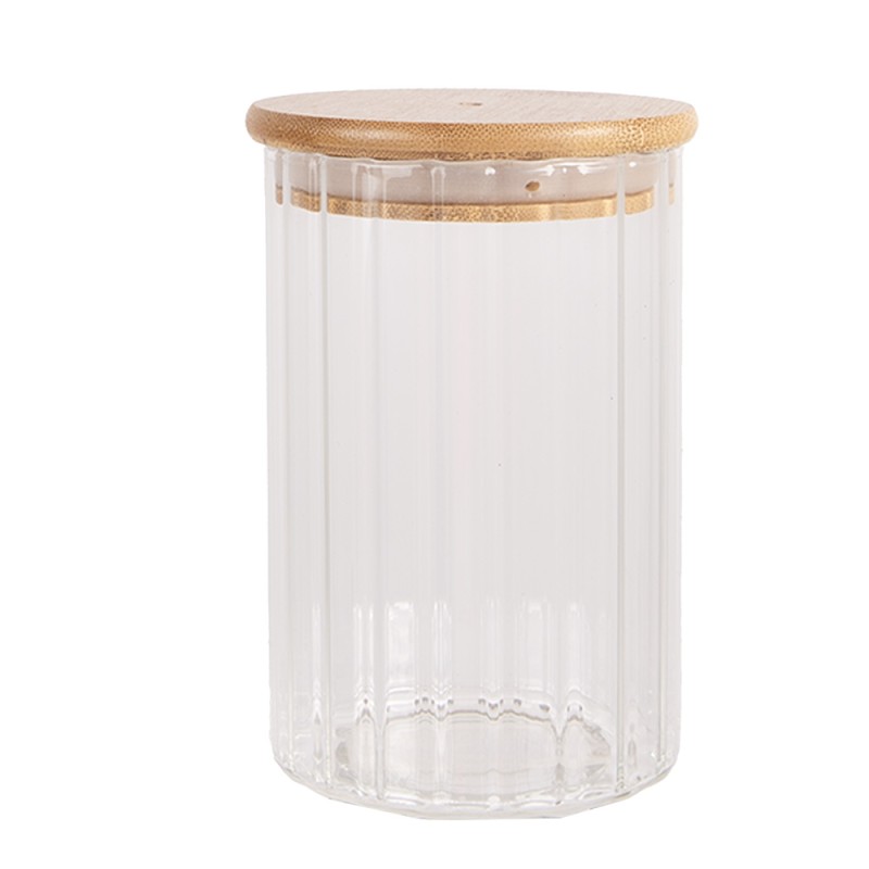 Clayre & Eef Barattolo di stoccaggio Ø 8x18 cm Trasparente Vetro