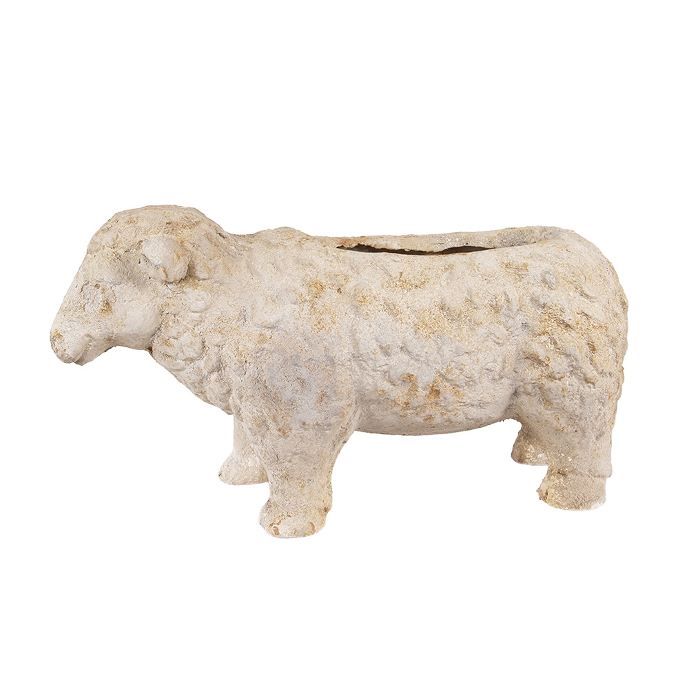 Clayre&Eef Bloempot Schaap 48x19x26 cm Beige Keramisch materiaal afbeelding