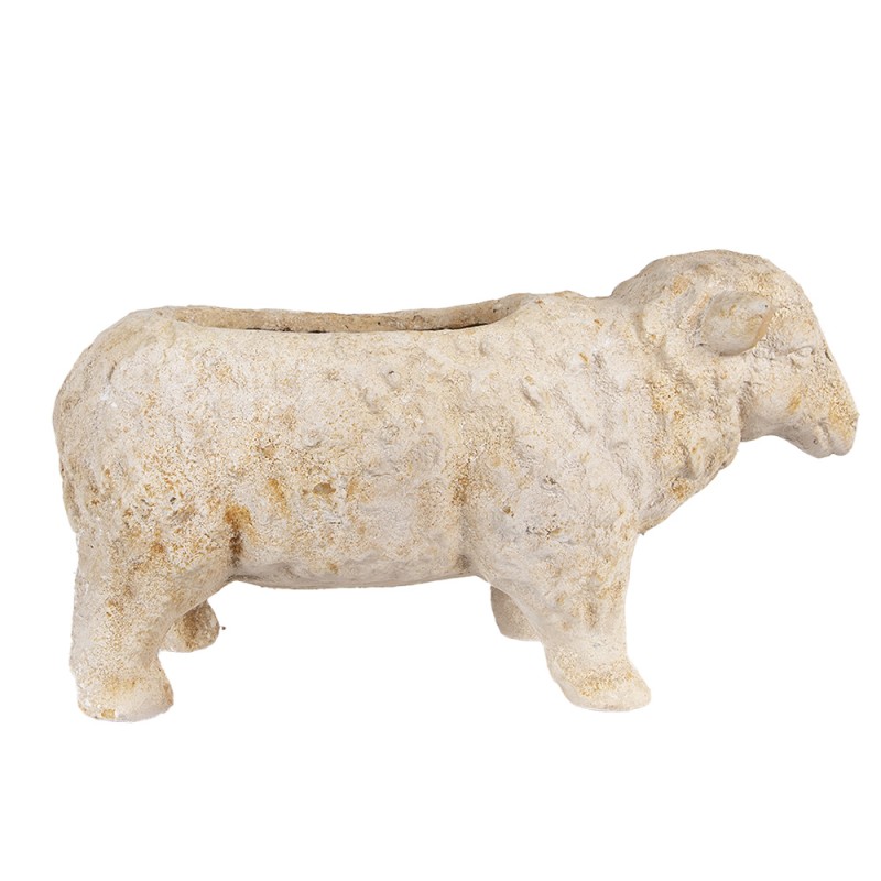 Clayre & Eef Fioriera Pecora 48x19x26 cm Beige Materiale ceramico
