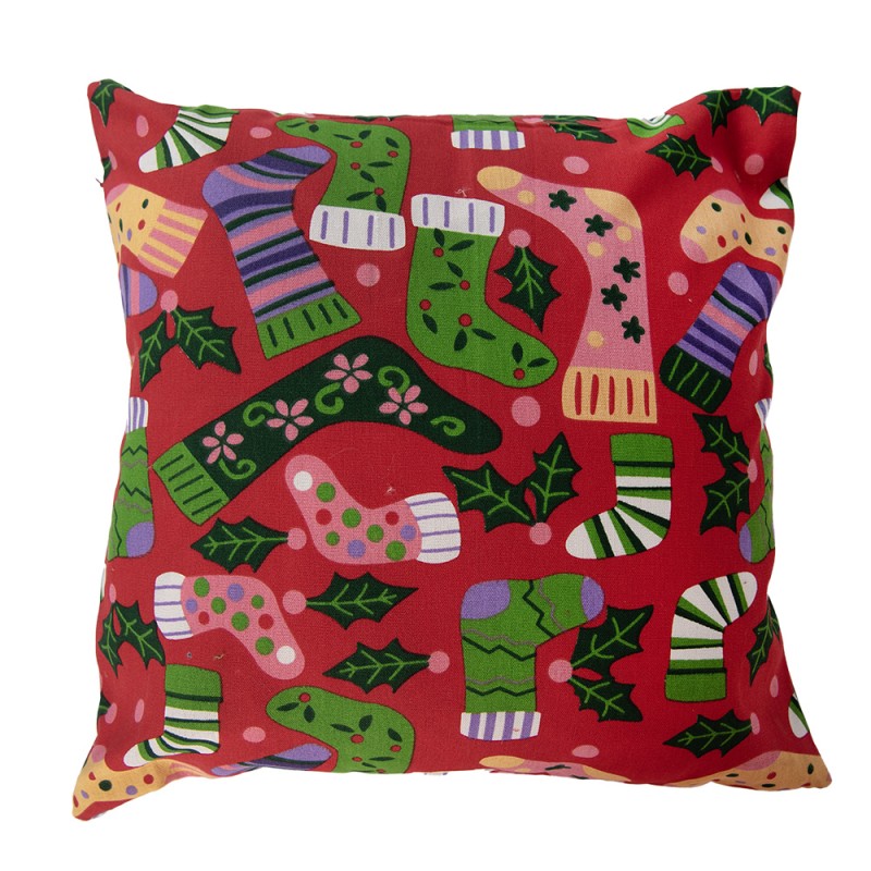 Clayre & Eef Kussenhoes 44x44 cm Rood Synthetisch Kerst