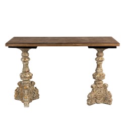 Clayre & Eef Sidetable 120x40x77 cm Goudkleurig Bruin Hout Rechthoek