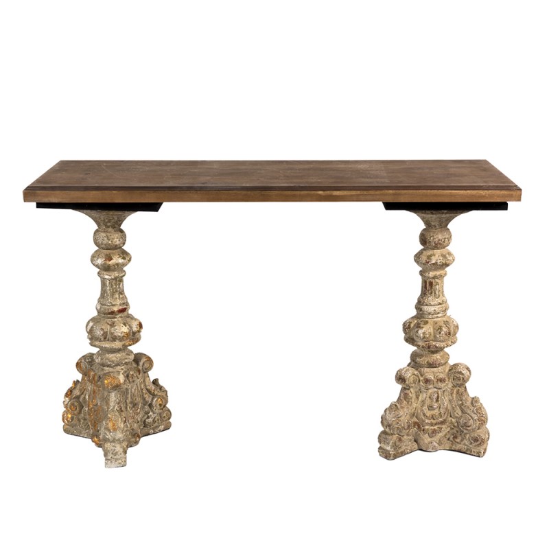 Clayre & Eef Sidetable 120x40x77 cm Goudkleurig Bruin Hout Rechthoek