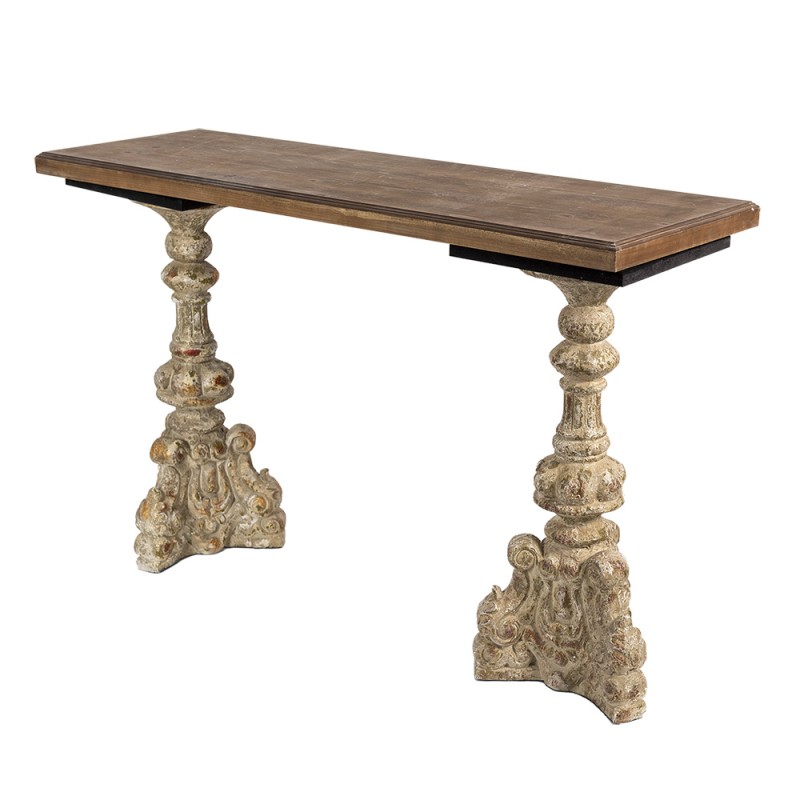Clayre & Eef Sidetable 120x40x77 cm Goudkleurig Bruin Hout Rechthoek