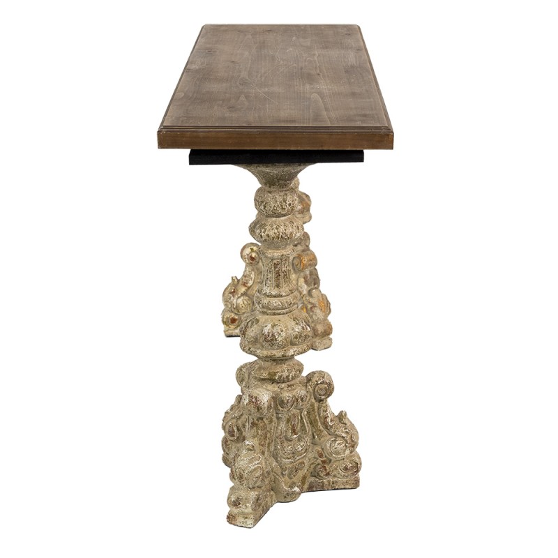 Clayre & Eef Sidetable 120x40x77 cm Goudkleurig Bruin Hout Rechthoek
