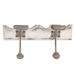 Clayre & Eef Wall Coat Rack 2 Hooks 23x6x10 cm White Wood Metal