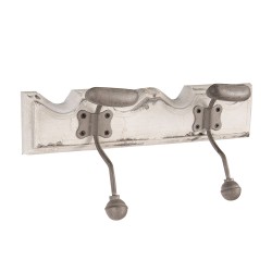 Clayre & Eef Wandgarderobe 2 Haken 23x6x10 cm Weiß Holz Metall