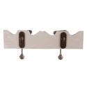 Clayre & Eef Wall Coat Rack 2 Hooks 23x6x10 cm White Wood Metal