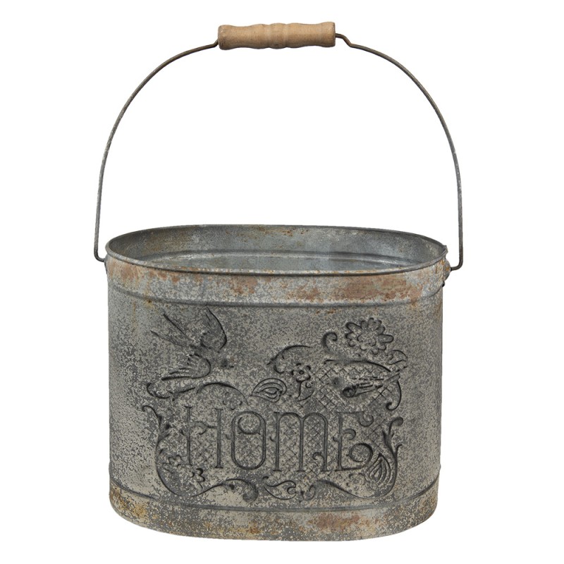 Clayre & Eef Seau décoratif Gris Marron Métal Oiseau Home