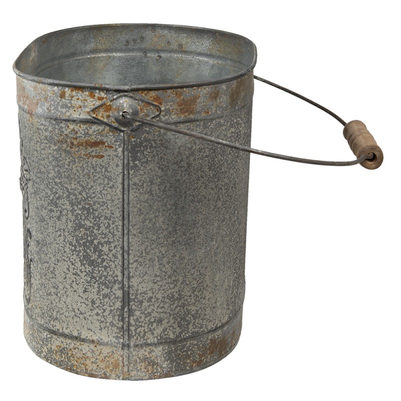 Clayre & Eef Seau décoratif Gris Marron Métal Oiseau Home