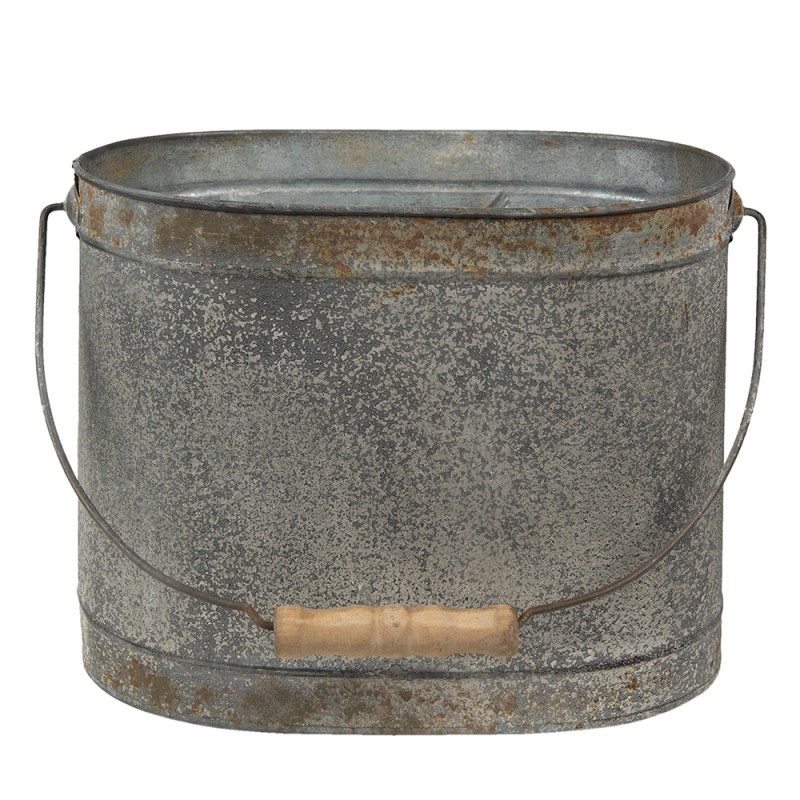 Clayre & Eef Seau décoratif Gris Marron Métal Oiseau Home