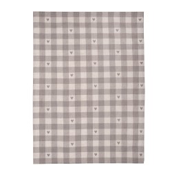 Clayre & Eef Torchon 50x70 cm Beige Gris Coton Coeurs