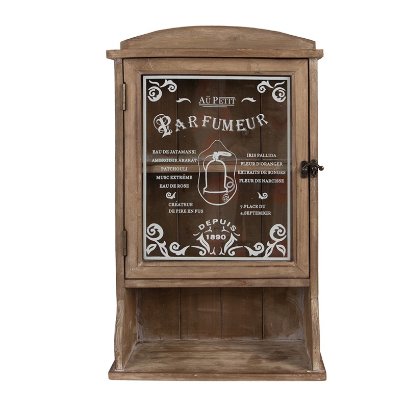 Clayre & Eef Wall Cabinet 32x15x54 cm Brown Wood Glass