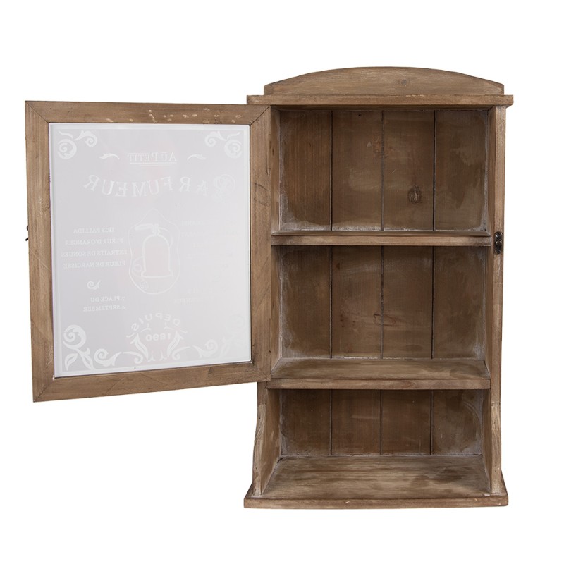Clayre & Eef Wall Cabinet 32x15x54 cm Brown Wood Glass