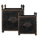 Clayre & Eef Blumentopf 2er Set 42x42x51 / 32x32x41 cm Schwarz Metall