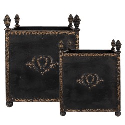 Clayre & Eef Blumentopf 2er Set 42x42x51 / 32x32x41 cm Schwarz Metall