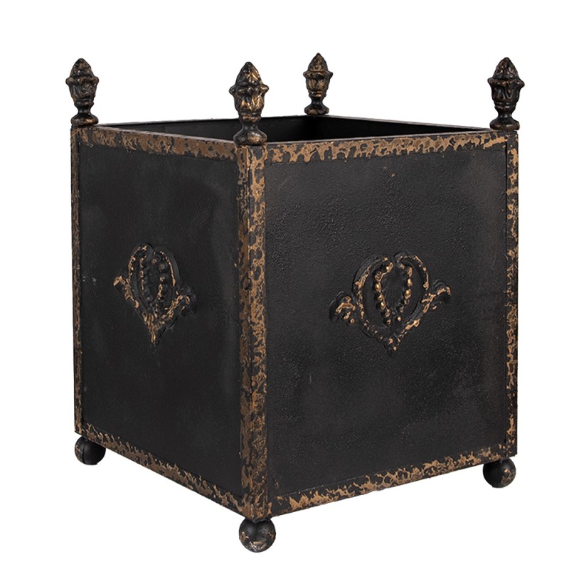 Clayre & Eef Blumentopf 2er Set 42x42x51 / 32x32x41 cm Schwarz Metall