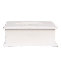 Clayre & Eef Scatola di fazzoletti 28x16x10 cm Bianco Legno