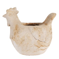 Clayre & Eef Blumentopf Huhn 31x20x27 cm Beige Keramikmaterial