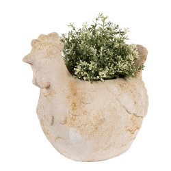 Clayre & Eef Blumentopf Huhn 31x20x27 cm Beige Keramikmaterial