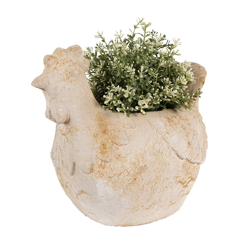 Clayre & Eef Blumentopf Huhn 31x20x27 cm Beige Keramikmaterial