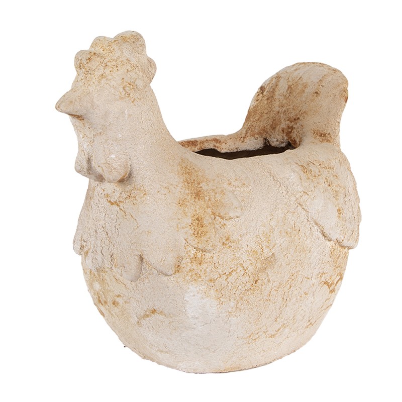 Clayre & Eef Blumentopf Huhn 31x20x27 cm Beige Keramikmaterial