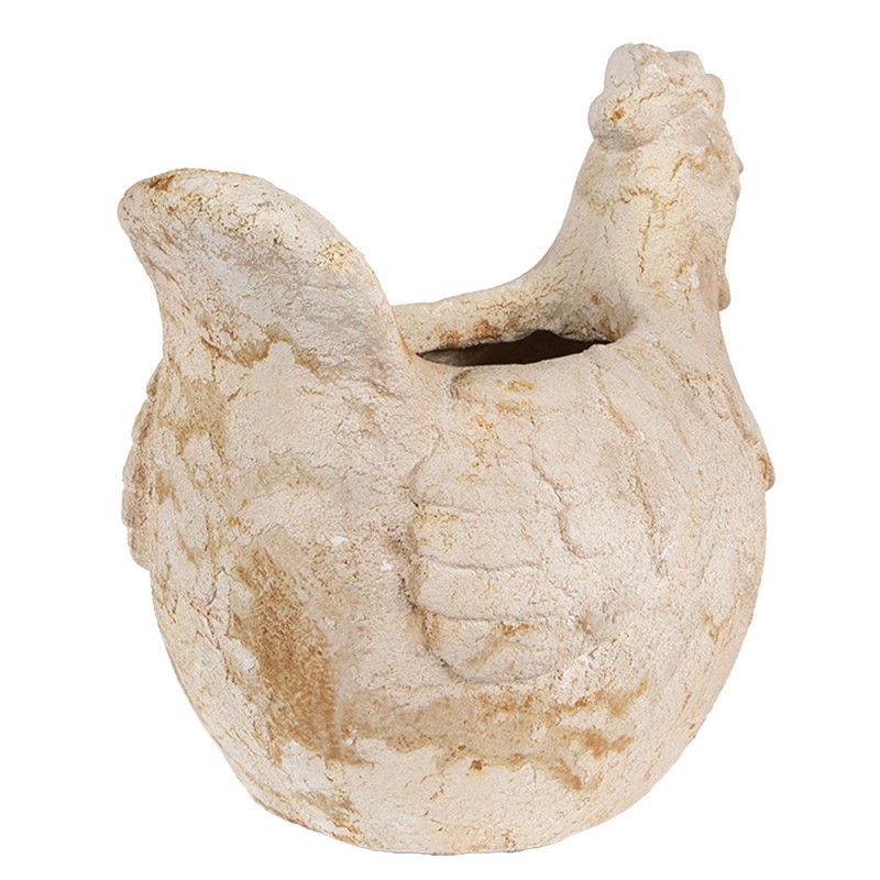 Clayre & Eef Blumentopf Huhn 31x20x27 cm Beige Keramikmaterial