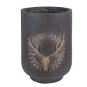 Clayre & Eef Pot de fleurs Ø 23x31 cm Gris Matériau céramique Cerf