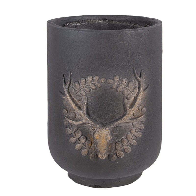 Clayre & Eef Pot de fleurs Ø 23x31 cm Gris Matériau céramique Cerf