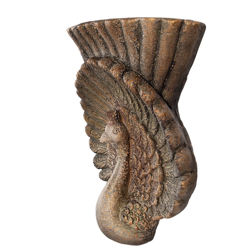 Clayre & Eef Pot de fleurs 36x12x39 cm Marron Matériau céramique Paon