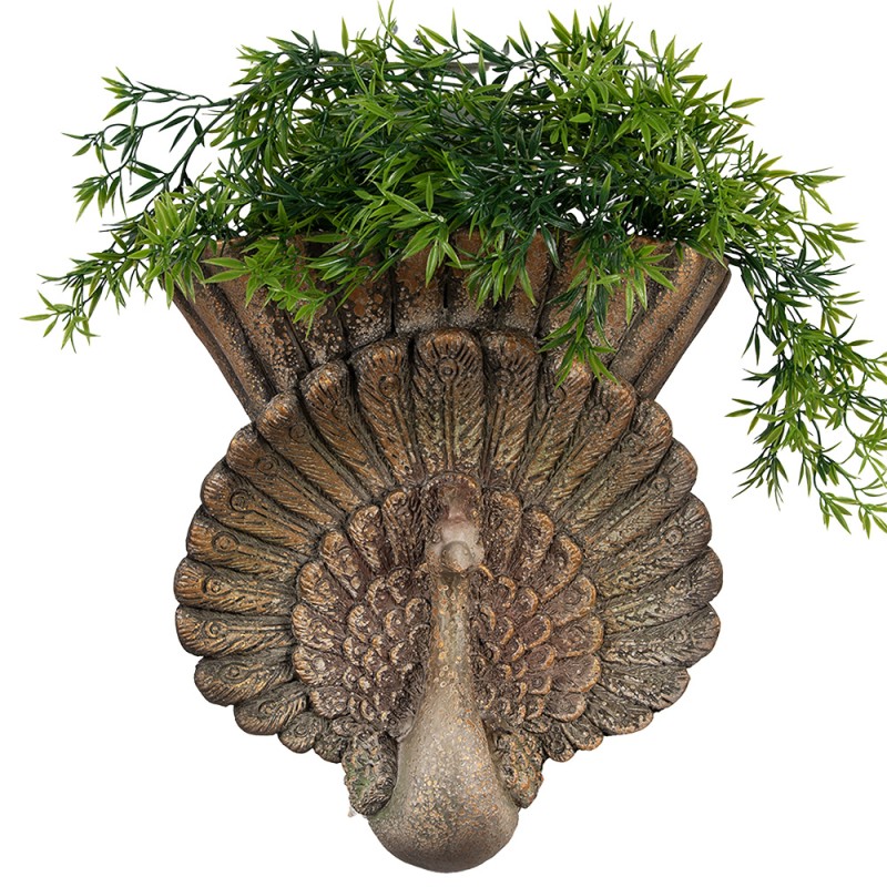 Clayre & Eef Pot de fleurs 36x12x39 cm Marron Matériau céramique Paon